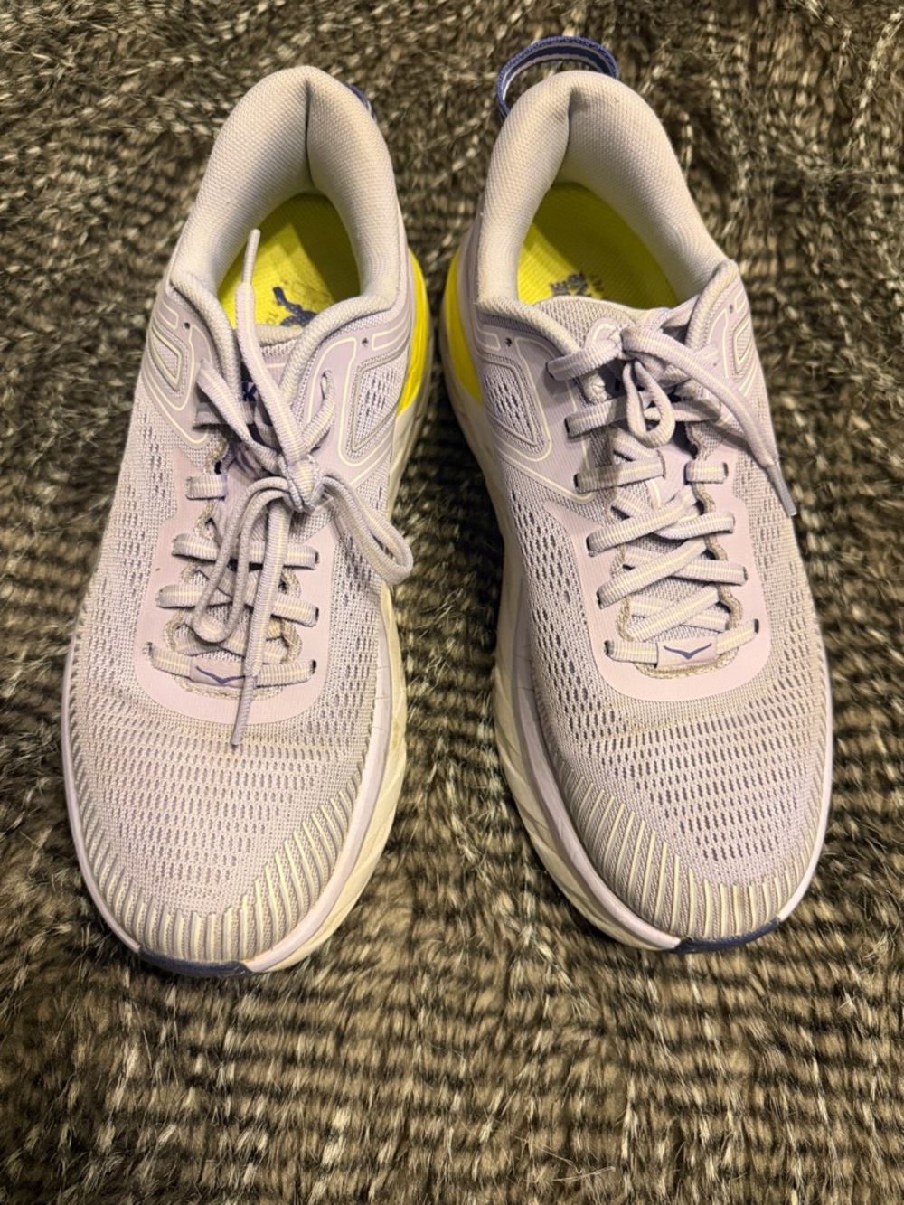 Hoka Light Purple Women's Running Shoes with Yellow Accents